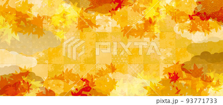 和風柄の紅葉背景イラスト 和風柄の紅葉背景イラスト 93771733