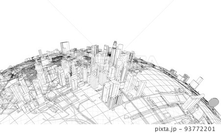 City on small planet. Vector rendering of 3d City on small planet. Vector rendering of 3d 93772201