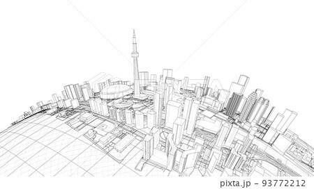 3d city sphere. Vector rendering of 3d 3d city sphere. Vector rendering of 3d 93772212