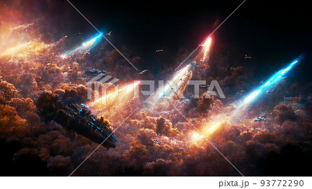 Space Shuttle takes off into space. digital art. 93772290