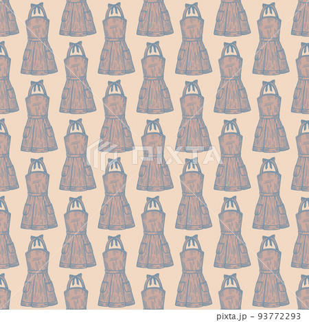 Apron pinafore engraved seamless pattern. Kitchen element for cook in hand drawn style. 93772293