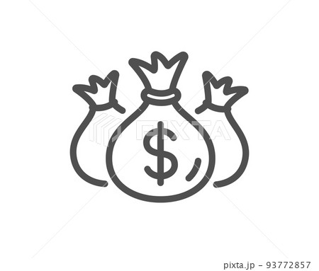 Check investment line icon. Business audit sign. Cash bags symbol. Quality design element. Linear style check investment icon. Editable stroke. Vector 93772857