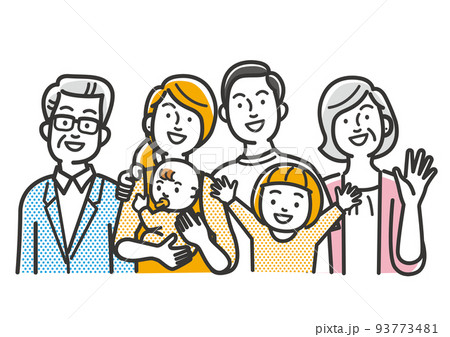 仲良しで笑顔の三世代家族 93773481
