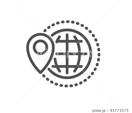 World travel line icon. Trip globe sign. Map location pointer symbol. Quality design element. Linear style world travel icon. Editable stroke. Vector World travel line icon. Trip globe sign. Map location pointer symbol. Quality design element. Linear style world travel icon. Editable stroke. Vector 93773575