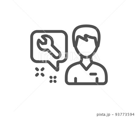 Spanner tool line icon. Repairman service sign. Fix instruments symbol. Quality design element. Linear style repairman icon. Editable stroke. Vector 93773594