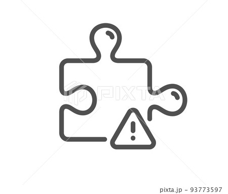 Puzzle line icon. Jigsaw piece with attention sign. Business challenge symbol. Quality design element. Linear style puzzle icon. Editable stroke. Vector Puzzle line icon. Jigsaw piece with attention sign. Business challenge symbol. Quality design element. Linear style puzzle icon. Editable stroke. Vector 93773597