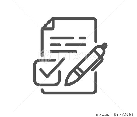 Voting ballot paper line icon. Vote ticket sign. Public election symbol. Quality design element. Linear style voting ballot icon. Editable stroke. Vector 93773663