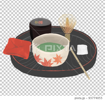 抹茶セット　紅葉　赤 93774055