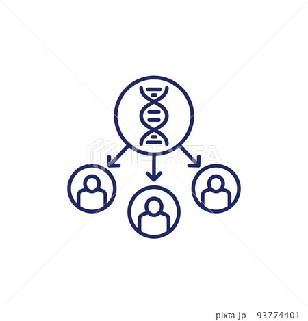 genetics line icon with dna strand and people genetics line icon with dna strand and people 93774401