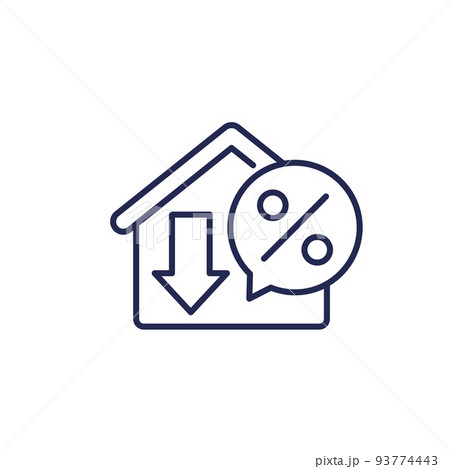 mortgage, loan falling rates line icon mortgage, loan falling rates line icon 93774443