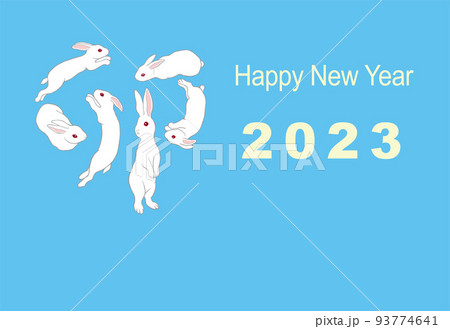 2023年 年賀状テンプレート 卯年 令和5年 英語版 2023年 年賀状テンプレート 卯年 令和5年 英語版 93774641