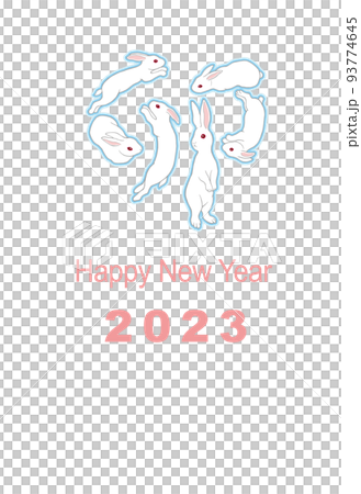 2023年 年賀状テンプレート 卯年 令和5年 英語版 93774645