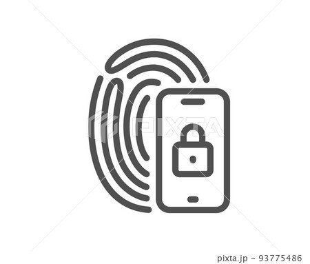 Lock line icon. Fingerprint access sign. Security padlock symbol. Quality design element. Linear style lock icon. Editable stroke. Vector 93775486