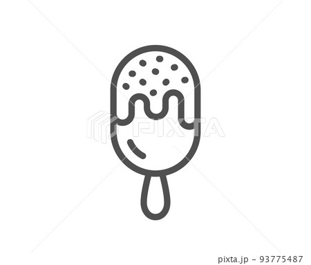 Ice cream on stick line icon. Vanilla sundae sign. Frozen summer dessert symbol. Quality design element. Linear style ice cream icon. Editable stroke. Vector 93775487
