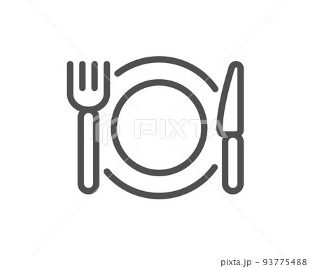 Restaurant food line icon. Dinner sign. Hotel service symbol. Quality design element. Linear style restaurant food icon. Editable stroke. Vector 93775488