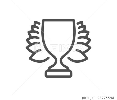 Award cup line icon. Winner Trophy with Laurel wreath symbol. Sports achievement sign. Quality design element. Linear style winner icon. Editable stroke. Vector 93775598
