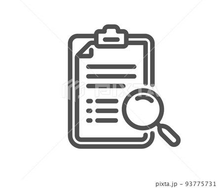 Search analysis line icon. Find document sign. Magnify glass. Quality design element. Linear style search analysis icon. Editable stroke. Vector 93775731