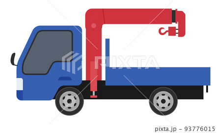 ユニック車_トラックのクレーン車のイラスト_青 93776015