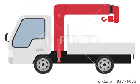 ユニック車_トラックのクレーン車のイラスト_白 ユニック車_トラックのクレーン車のイラスト_白 93776025
