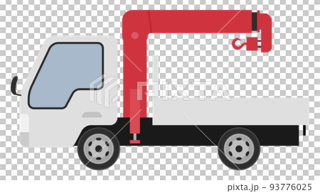 ユニック車_トラックのクレーン車のイラスト_白 ユニック車_トラックのクレーン車のイラスト_白 93776025