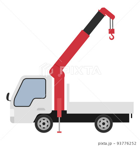 ユニック車_トラックのクレーン車のイラスト_白 93776252