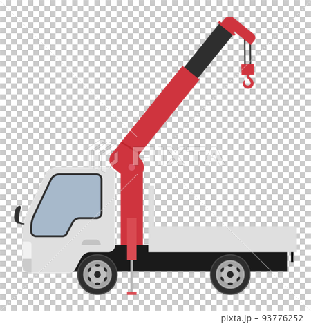 ユニック車_トラックのクレーン車のイラスト_白 93776252