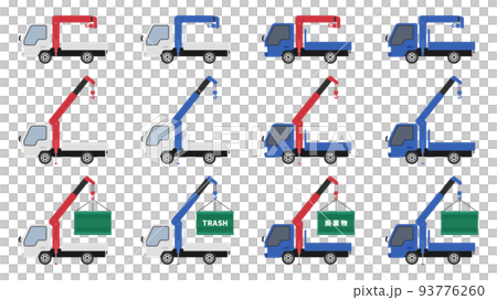 Unic car _ Truck crane car illustration material set 93776260