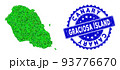 Rosette Textured Stamp And Green Vector Lowpoly Graciosa Island Map mosaic 93776670
