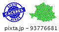 Rosette Rubber Stamp and Green Vector Polygonal Caceres Province Map mosaic 93776681