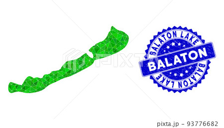Rosette Rubber Seal Imprint And Green Vector Polygonal Balaton Lake Map mosaic Rosette Rubber Seal Imprint And Green Vector Polygonal Balaton Lake Map mosaic 93776682