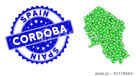 Rosette Textured Badge And Green Vector Triangle Filled Cordoba Spanish Province Map mosaic Rosette Textured Badge And Green Vector Triangle Filled Cordoba Spanish Province Map mosaic 93776684