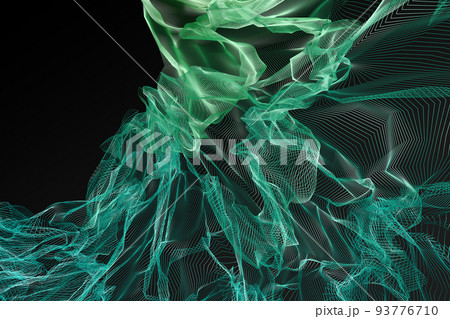 網状のライン。未来的なイメージ。異次元空間。綺麗なグラデーション。暗闇の世界。 93776710
