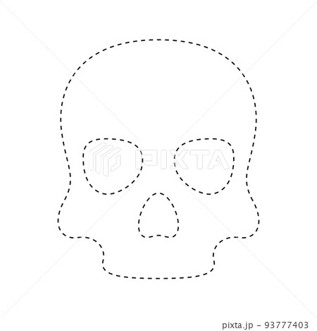 Skull tracing worksheet for kidsのイラスト素材 [93777403] - PIXTA