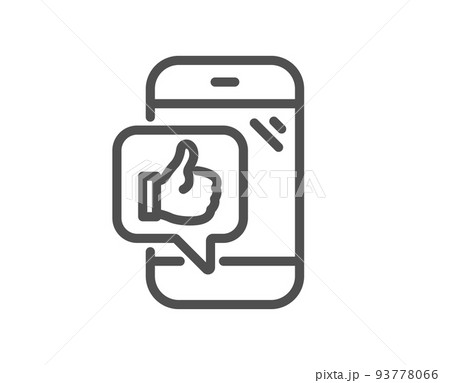 Mobile like line icon. Thumbs up sign. Positive feedback symbol. Quality design element. Linear style mobile like icon. Editable stroke. Vector Mobile like line icon. Thumbs up sign. Positive feedback symbol. Quality design element. Linear style mobile like icon. Editable stroke. Vector 93778066