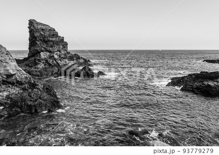 牧﨑園地　微笑むゴリラ岩　モノクロ　【長崎県壱岐市】 93779279