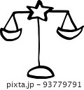 てんびん座のシンプル線画イラストアイコン(透過) 93779791