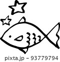 うお座のシンプル線画イラストアイコン(透過) 93779794