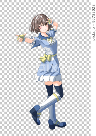 【自然髮色】穿著校服夏裝(藍色校服)的黃色波波頭少女 【自然髮色】穿著校服夏裝(藍色校服)的黃色波波頭少女 93782028