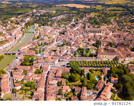 Panoramic view from the drone on the city Condom.  93782124