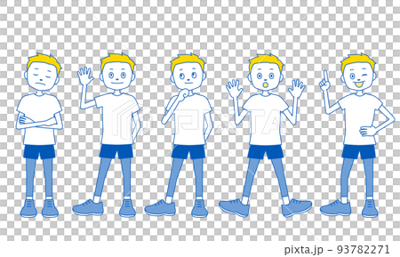 Illustrations of children (boys) with various expressions and poses (white background, vector, clipping) Illustrations of children (boys) with various expressions and poses (white background, vector, clipping) 93782271
