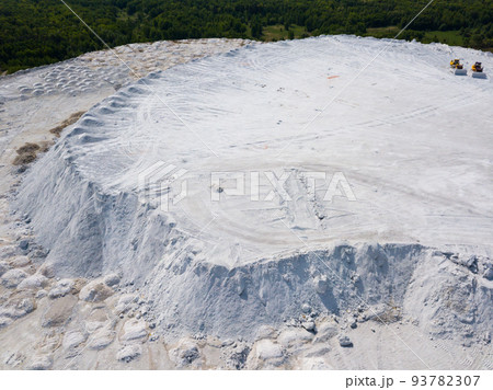 White Mountain aerial view. Slag from phosphogypsum. City Voskresenks. White Mountain aerial view. Slag from phosphogypsum. City Voskresenks. 93782307
