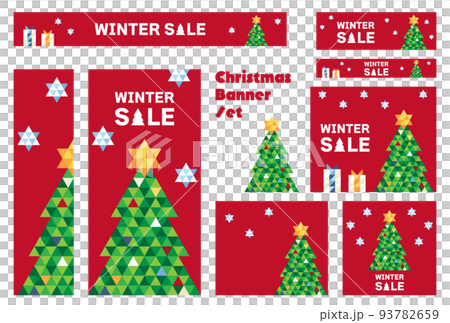 バナーセット_クリスマスツリー_カラフル 93782659