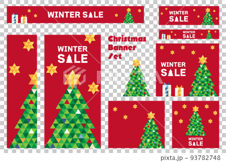 バナーセット_クリスマスツリー_カラフル 93782748