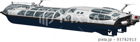 松本零士氏がデザインした水上バス卑弥呼の鳥瞰イラスト、背景透明 松本零士氏がデザインした水上バス卑弥呼の鳥瞰イラスト、背景透明 93782913