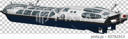 松本零士氏がデザインした水上バス卑弥呼の鳥瞰イラスト、背景透明 松本零士氏がデザインした水上バス卑弥呼の鳥瞰イラスト、背景透明 93782913
