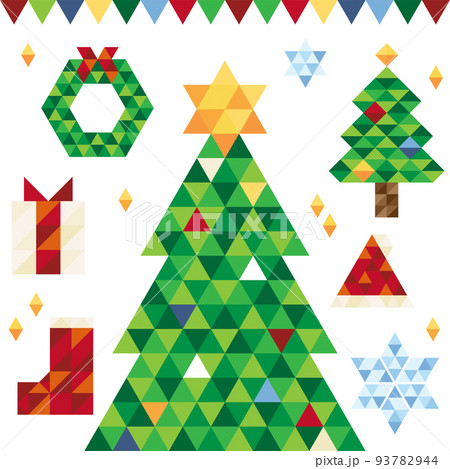 クリスマス素材セット_カラフル クリスマス素材セット_カラフル 93782944
