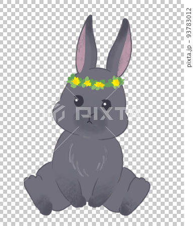 Illustration of a rabbit wearing a flower crown New Year's card material Easter 93783012
