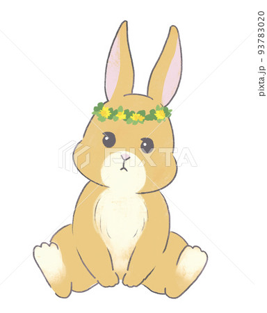 花かんむりをつけたうさぎのイラスト　年賀素材　イースター 93783020