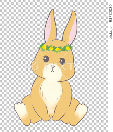 Illustration of a rabbit wearing a flower crown New Year's card material Easter 93783020