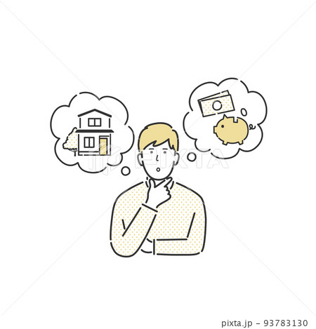 家を建てるのにいくらかかるか考える男性 93783130